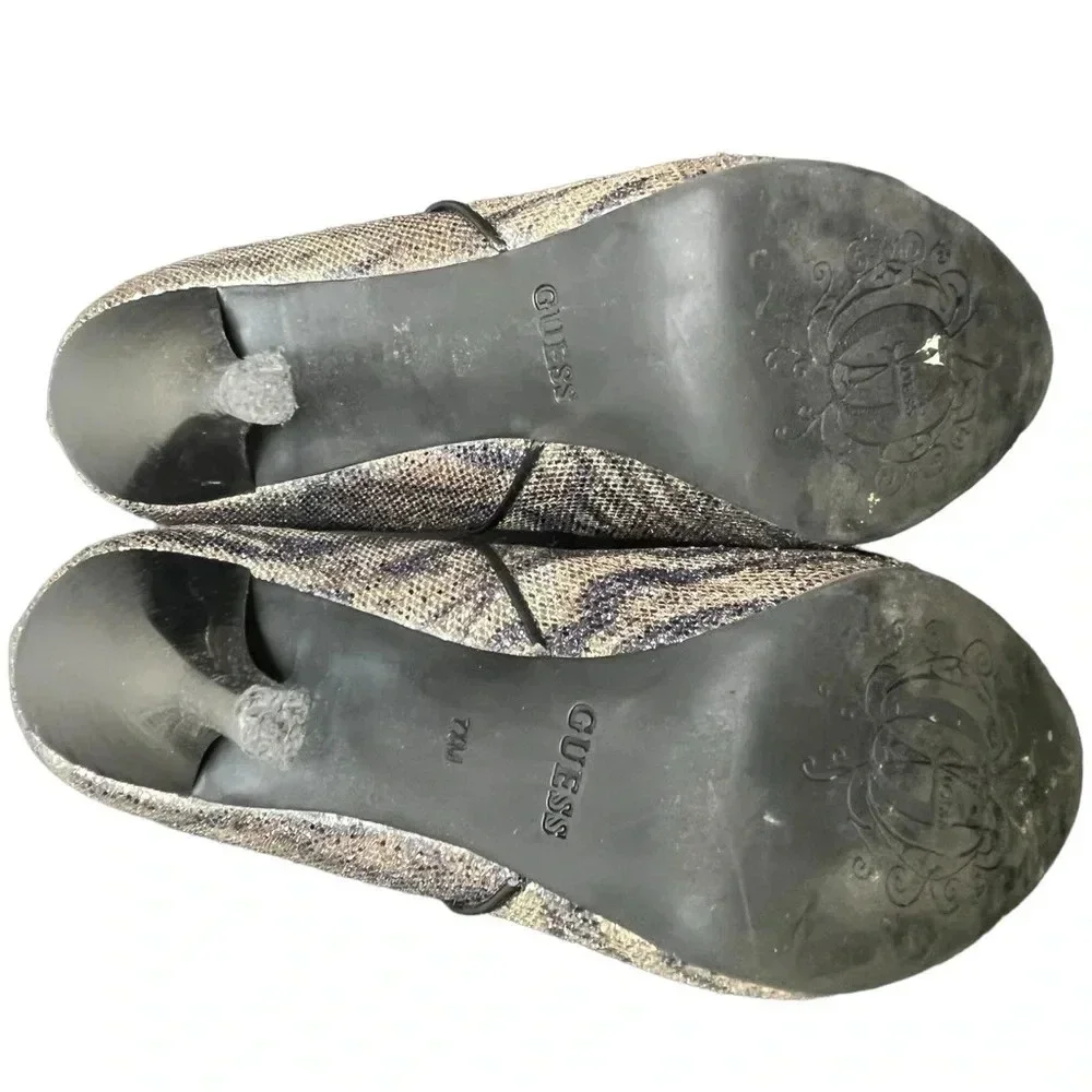 Women's Size 7.5 Guess Ortena 2 Bronze Zebra Sequin‎ Glitter Booties Short Boots
